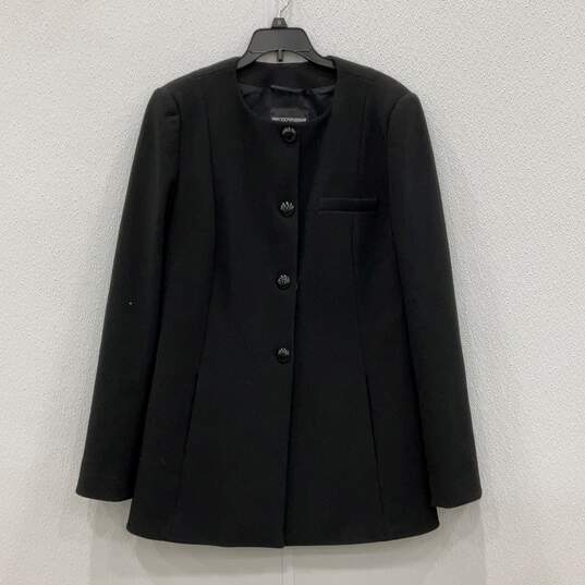 Emporio Armani Womens Black Pockets Long Sleeve Button Front Blazer Size 46 image number 1