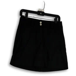 Womens Black Flat Front Stretch Pockets Golf Short Skort Skirt Size 2