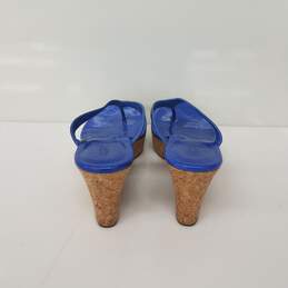 UGG Natassia Platform Leather Wedge Sandals Cobalt Blue Size 9 alternative image