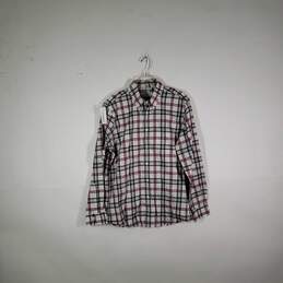 Mens Cotton Plaid Long Sleeve Collared Non-Iron Button-Up Shirt Size Large