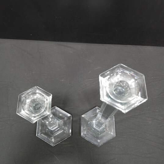 2PC Crystal Various Sized Pillar Candlestick Holders image number 3