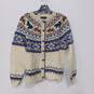Woolrich Women's #9660 Cream Multicolor Fair Isle 100% Wool Cardigan Size M image number 1