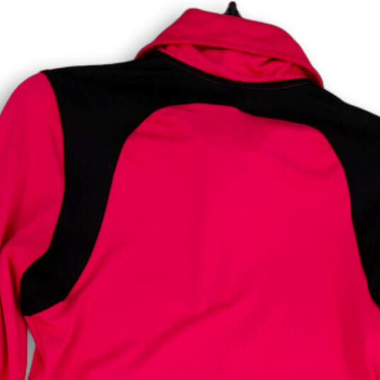 Womens Pink Black Thumb Hole Mock Neck Pockets Full-Zip Track Jacket Sz XS image number 4