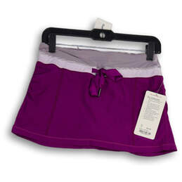 NWT Womens Purple White Elastic Waist Pull-On Short Mini Skort Size 4