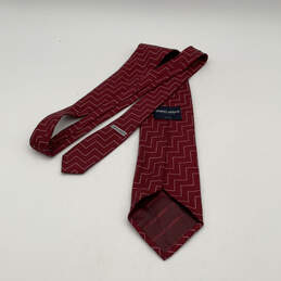 Mens Red Silk Chevron Four-In-Hand Adjustable Pointed Designer Neck Tie alternative image