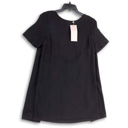 Womens Black Short Sleeve Round Neck Back Zip Mini Dress Size Medium