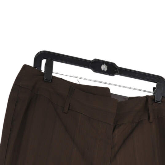 NWT Womens Brown Flat Front Stretch Pockets Straight Leg Dress Pants Sz 16 image number 3