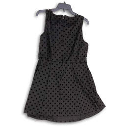 Womens Gray Black Polka Dot Round Neck Sleeveless A-Line Dress Size Large alternative image