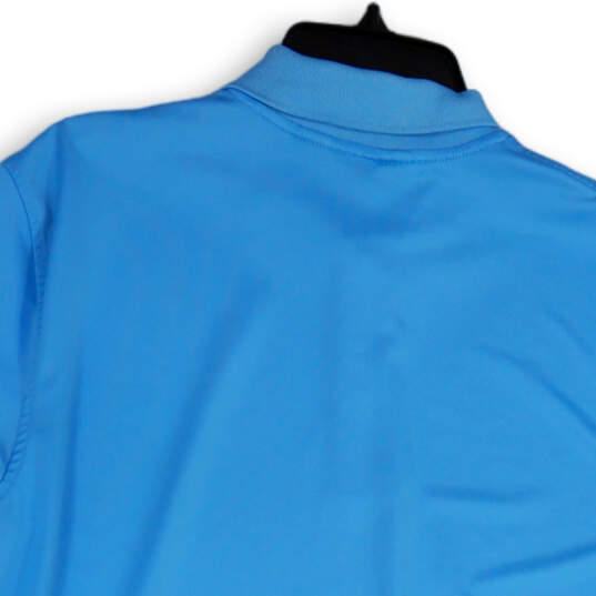 Mens Blue Regular Fit Short Sleeve Spread Collar Polo Shirt Size Medium image number 3