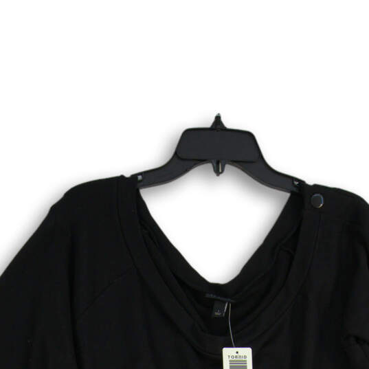 NWT Womens Black Boat Neck Long Sleeve Pullover Blouse Top Size 1/1X/14-16 image number 3