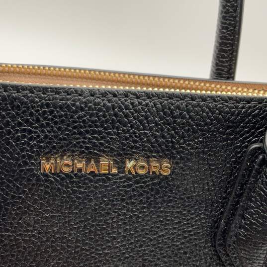 Michael Kors Womens Black Leather Inner Pocket Double Top Handle Handbag Purse image number 5