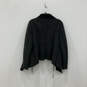 Womens Black Long Sleeve Shawl Collar Open Front Shearling Coat Size Small image number 2