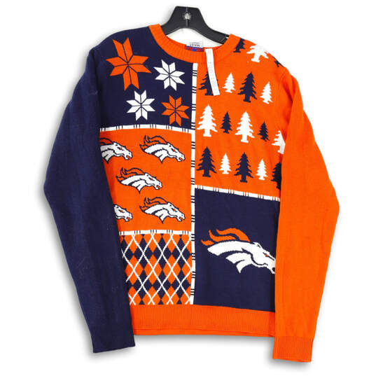 Mens Orange Christmas Denver Broncos Ugly Pullover Sweater Size Large image number 1