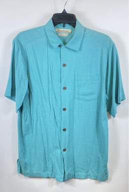 Tommy Bahama Mens Blue Short Sleeve Spread Collar Pocket Button-Up Shirt Size S