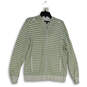Womens Green Gray Striped Hooded Long Sleeve Full-Zip Cardigan Sweater Sz L image number 1