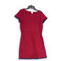 Womens Red Round Neck Short Sleeve Pullover A-Line Dress Size 8 image number 1