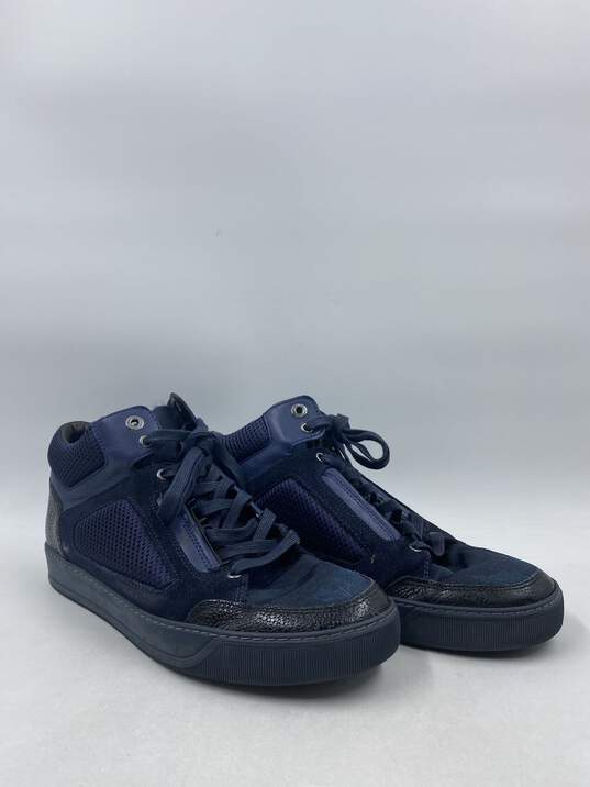 Authentic Lanvin Navy Mid Sneaker M 7 image number 3
