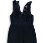 Womens Black Sleeveless Lace Back Zip Straight One Piece Jumpsuit Size 6 image number 4