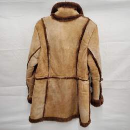 NWT Mintage Vintage WM's Brown Leather Sheepskin Suede Fur Collar Jacket Size 16 alternative image