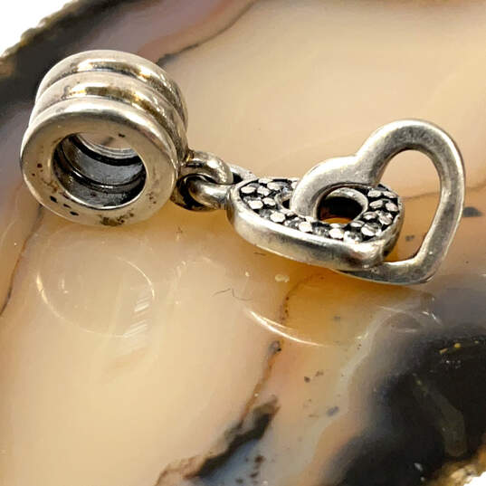 Designer Pandora S925 ALE Sterling Silver Interlocking Hearts Dangle Charm image number 3
