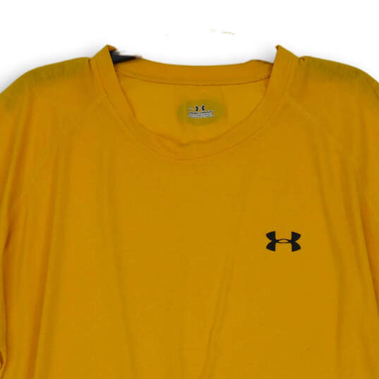 Mens Yellow Short Sleeve Round Neck Heatgear Outdoor T-Shirt Size XXL image number 3