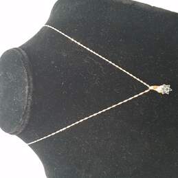 A.O. 10k Gold Diamond Blue Topaz Cluster Flower Pendant Necklace 2.6g