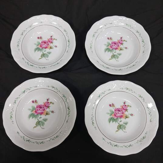 Set of 4 Gibson Housewares Victorian Rose Pattern Soup Bowls image number 1