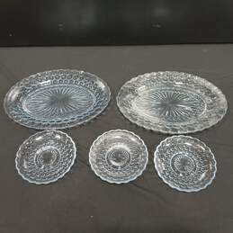 Vintage Anchor Hocking Blue Bubble Glass Saucers & Platters Assorted 5pc Lot