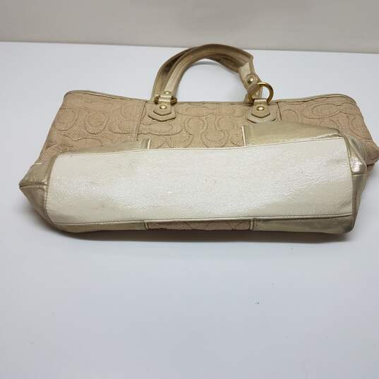 Coach Poppy Straw Signature Tote Bag Champagne Gold image number 3