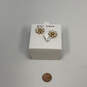 Designer Betsey Johnson Gold-Tone White Crystal Daisy Stud Earrings image number 2
