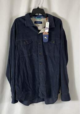 NWT Tommy Bahama Mens Blue Cotton Long Sleeve Collared Button-Up Shirt Size 2XL