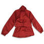 Womens Red Long Sleeve Mock Neck Oversized Full-Zip Windbreaker Jacket Sz L image number 2
