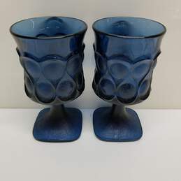 Set of 2 Vintage Noritake Spotlight Blue 6 in. Footed Water Goblets