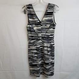 Abstract stripe patterned sleeveless ponte knit dress S