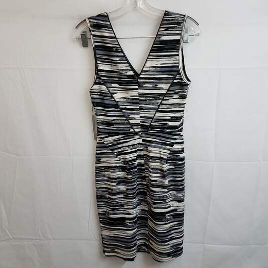 Abstract stripe patterned sleeveless ponte knit dress S image number 1