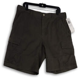 NWT Mens Brown Flat Front Pockets Stretch Regular Fit Cargo Shorts Size 36