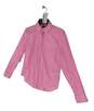 Mens Pink Full Sleeve Spread Collar White Strip Button Up Shirt Size Small image number 3