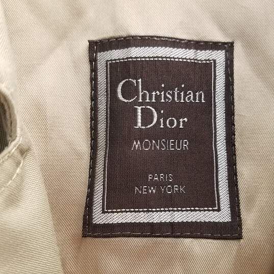 Christian Dior Mens Beige Long Sleeve Double Breasted Trench Coat Size 44 image number 3