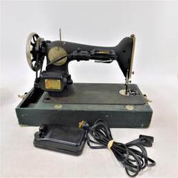 Vintage Singer Hand Crank Electric Sewing Machine w/ Case