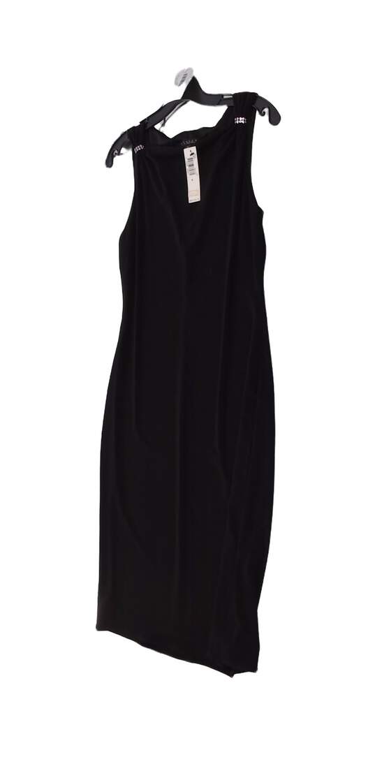 NWT Womens Black Sleeveless Square Neck Midi Sheath Dress Size 8 image number 2