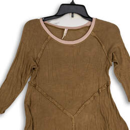 Womens Brown Intimately 3/4 Sleeve Weekends Layering Tunic Top Size Medium