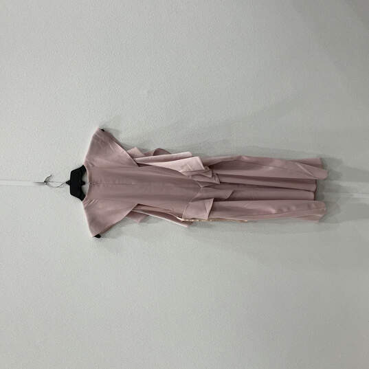 Womens Pink Ruffle Bridesmaid Announcement Back Zip Sheath Dress Size XXS image number 2