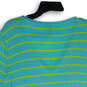NWT Womens Green Blue Striped V-Neck Short Sleeve Knit T-Shirt Size XXL image number 4