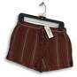 NWT Sanctuary Womens Red Striped Flat Front Tie Waist Paperbag Shorts Size M image number 1