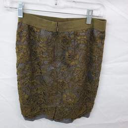 Wm Loft Brown Floral Lace Elastic Waist Pencil Mini Skirt Sz 00P