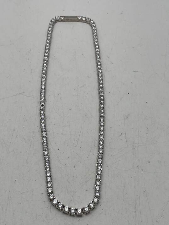 Womens Silver Tone Round Cut Clear Rhinestone Chain Necklace 32.2g image number 5