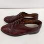 Mens Brown Leather Lace Up Almond Toe Wingtip Oxford Dress Shoes Size 10.5 image number 3
