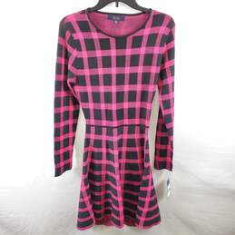 Rachel Roy Women Pink Plaid Long Sleeve Dress L NWT