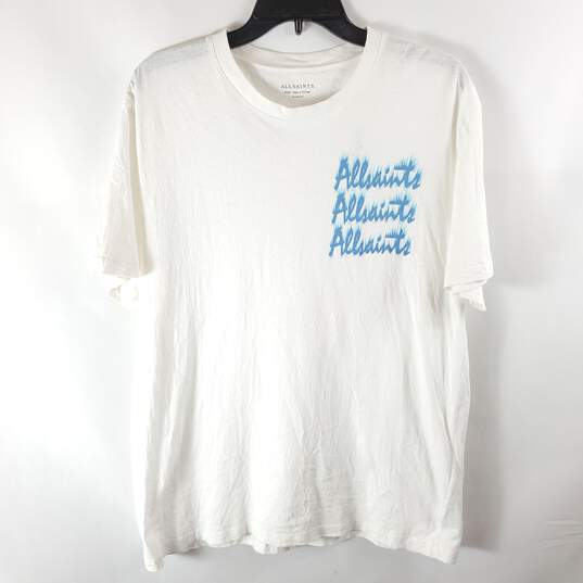 All Saints Men White Logo Print T Shirt S image number 3