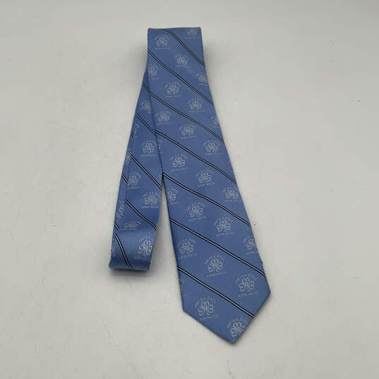 Mens Blue Silk Plaid Erin Hills Print Adjustable Pointed Necktie image number 3